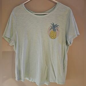 Pineapple Print Light Green Short Sleeve Tee